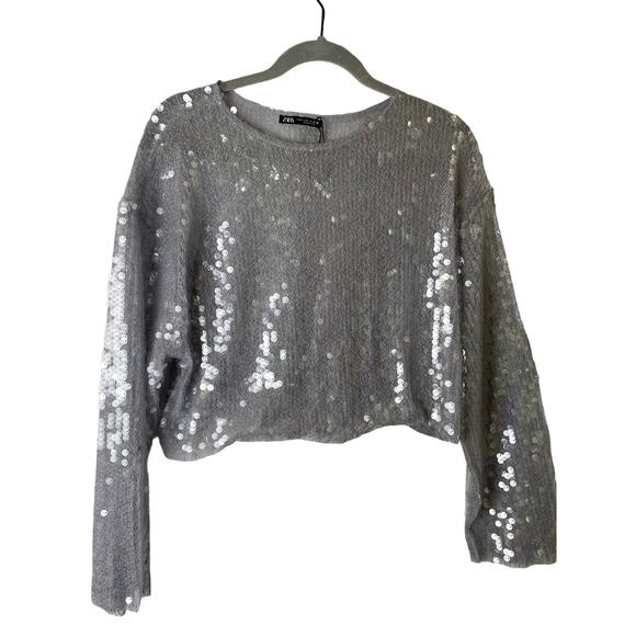 Zara sparkle sequin knit top size M - Picture 1 of 6